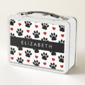 前足のパターン,黒い前足,赤いハート,名前 メタルランチボックス (裏面)