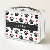 前足のパターン,黒い前足,赤いハート,名前 メタルランチボックス (正面)