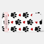 前足のパターン,黒い前足,赤いハート,名前 Case-Mate iPhoneケース (裏面 (横))