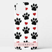 前足のパターン，黒い前足，赤いハート，名前 Case-Mate iPhoneケース (裏面)