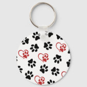 前足のパターン，黒い前足，赤い前足，ハート キーホルダー (正面)