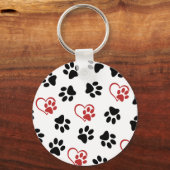 前足のパターン，黒い前足，赤い前足，ハート キーホルダー (正面)