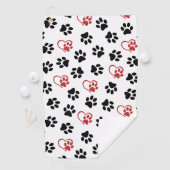 前足のパターン，黒い前足，赤い前足，ハート ゴルフタオル (インサイチュ)