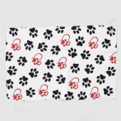 前足のパターン，黒い前足，赤い前足，ハート ゴルフタオル (横)