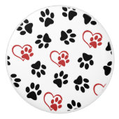 前足のパターン，黒い前足，赤い前足，ハート セラミックノブ (正面)