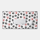 前足のパターン，黒い前足，赤い前足，ハート デスクマット (キーボード&マウス)