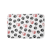 前足のパターン，黒い前足，赤い前足，ハート バスマット (正面)