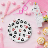 前足のパターン，黒い前足，赤い前足，ハート ペーパープレート (パーティー)