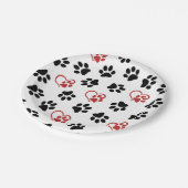 前足のパターン，黒い前足，赤い前足，ハート ペーパープレート (アングル)