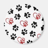 前足のパターン，黒い前足，赤い前足，ハート マグネット (正面)