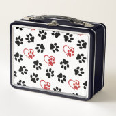 前足のパターン，黒い前足，赤い前足，ハート メタルランチボックス (正面)