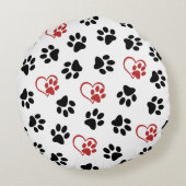 前足のパターン，黒い前足，赤い前足，ハート ラウンドクッション (裏面)