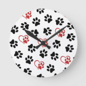前足のパターン,黒い前足,赤い前足,ハート ラウンド壁時計 (正面)