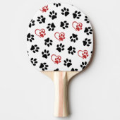 前足のパターン，黒い前足，赤い前足，ハート 卓球ラケット (正面)