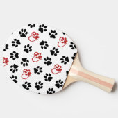 前足のパターン，黒い前足，赤い前足，ハート 卓球ラケット (横)