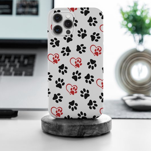 前足のパターン,黒い前足,赤い前足,ハート Case-Mate iPhoneケース