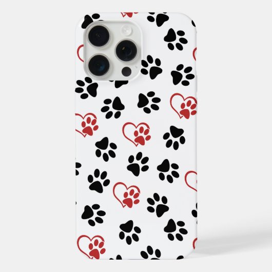 前足のパターン，黒い前足，赤い前足，ハート iPhoneケース (裏面)
