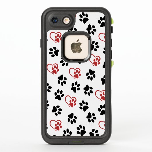 前足のパターン，黒い前足，赤い前足，ハート LifeProof iPhoneケース (裏面)
