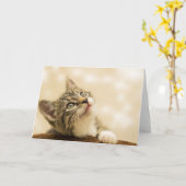 前足を伸ばした可愛い子猫 カード (黄色い花)