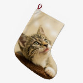 前足を伸ばした可愛い子猫 ラージクリスマスストッキング (正面 (吊り時))