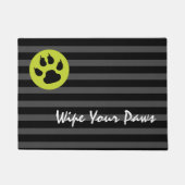 前足を拭く犬の緑のグレーブラック ドアマット (正面)