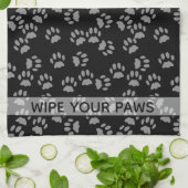 前足を拭く黒猫の前足プリントキッチンタオル キッチンタオル (折り畳み)