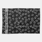 前足を拭く黒猫の前足プリントキッチンタオル キッチンタオル (横)