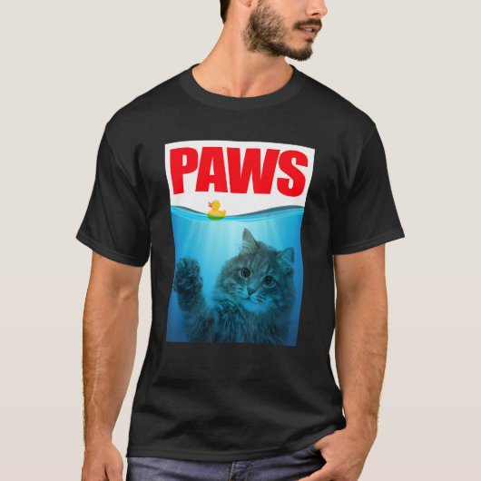 前足猫と黄色いラバーダック Tシャツ (正面)