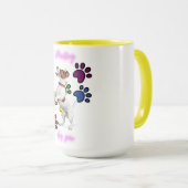 「前足絵画で二枚舌のマグカップ。 マグカップ (正面右)