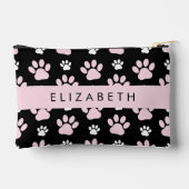 前足、ピンクの前足、犬の前足、あなたの名前のパターン アクセサリーポーチ (裏面)