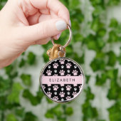 前足、ピンクの前足、犬の前足、あなたの名前のパターン キーホルダー (手)