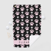 前足、ピンクの前足、犬の前足、あなたの名前のパターン ゴルフタオル (インサイチュ)