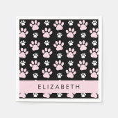 前足、ピンクの前足、犬の前足、あなたの名前のパターン スタンダードカクテルナプキン (正面)