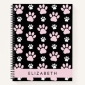 前足、ピンクの前足、犬の前足、あなたの名前のパターン ノートブック (正面)
