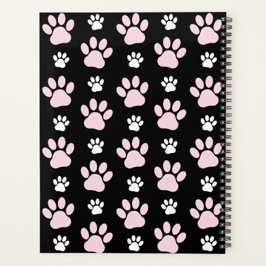 前足、ピンクの前足、犬の前足、あなたの名前のパターン プランナー手帳 (裏面)