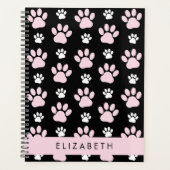 前足、ピンクの前足、犬の前足、あなたの名前のパターン プランナー手帳 (正面)