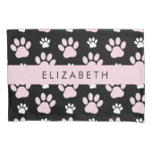 前足、ピンクの前足、犬の前足、あなたの名前のパターン 枕カバー (正面)