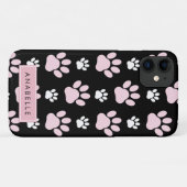 前足、ピンクの前足、犬の前足、あなたの名前のパターン Case-Mate iPhoneケース (裏面(横))