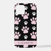 前足、ピンクの前足、犬の前足、あなたの名前のパターン iPhoneケース (裏面)