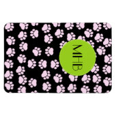 前足、ピンクの前足、犬の前足、モノグラムのパターン マグネット (横)