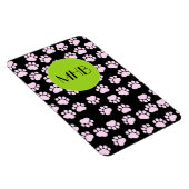 前足、ピンクの前足、犬の前足、モノグラムのパターン マグネット (右側)