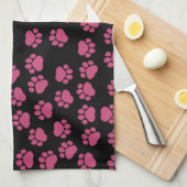 前足、ピンクの前足、犬の前足、動物の前足のパターン キッチンタオル (四つ折り)