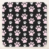 前足、ピンクの前足、犬の前足、動物の前足のパターン スクエアペーパーコースター (正面)