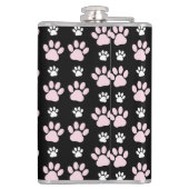 前足、ピンクの前足、犬の前足、動物の前足のパターン フラスク (裏面)