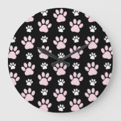 前足、ピンクの前足、犬の前足、動物の前足のパターン ラージ壁時計 (正面)