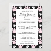 前足、ピンクの前足、犬の前足、赤ちゃんシャワーのパターン マグネット招待状 (正面)