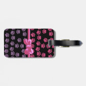 前足、ピンクの前足、紫の前足、犬の前足のパターン ラゲッジタグ (裏面横)