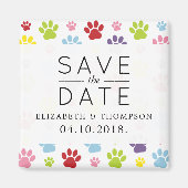 前足、犬の前足のパターン、日付を保存 マグネット (正面)