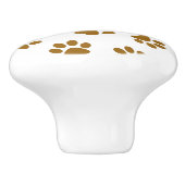 前足、犬の前足、オレンジ色の金ゴールド前足のパターン セラミックノブ (側面)