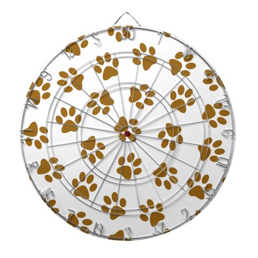 前足、犬の前足、オレンジ色の金ゴールド前足のパターン ダーツボード (正面)